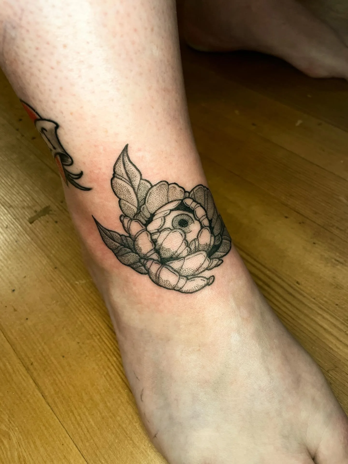 I had time to do a tattoo this week and Grey answered the call! Thanks for getting one of my eyeball flowers from my flash! I can't wait to add some weird lil teeth flowers to the other side!

Hey! If you're seeing this, then that means you've defied