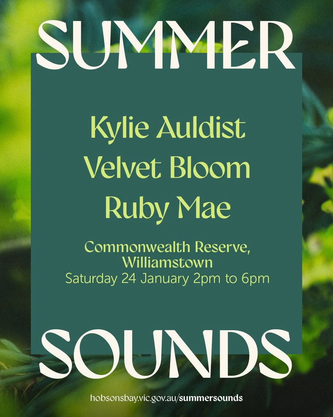 Mark 24 January in your calendars! We're excited to have the incredible Kylie Auldist, Velvet Bloom and Ruby Mae perform at our first Summer Sounds of the season. Bring a picnic and enjoy an afternoon of live music in Williamstown ☀️⁠
⁠
Known as &lsq