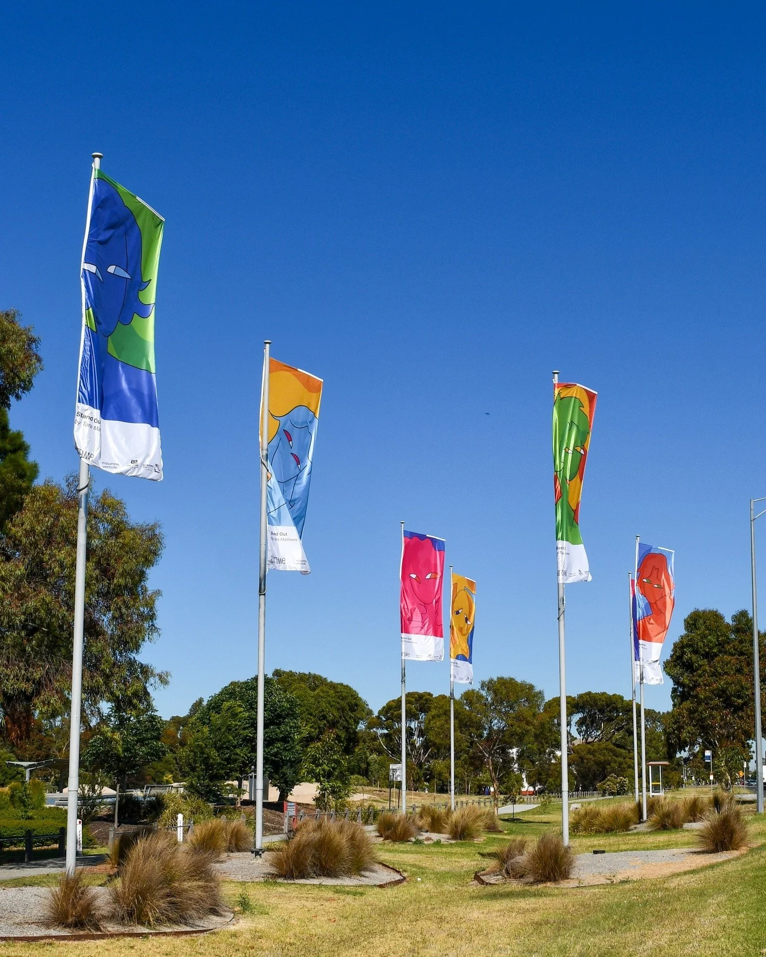 'Stand Out' by Tara Mathews is flying high at Airtime flags as @midsummafestival kicks off this weekend! ✨

"Stand Out is a response to the queer experience of feeling different from everyone around you. In this exhibition, I aim to visually exp