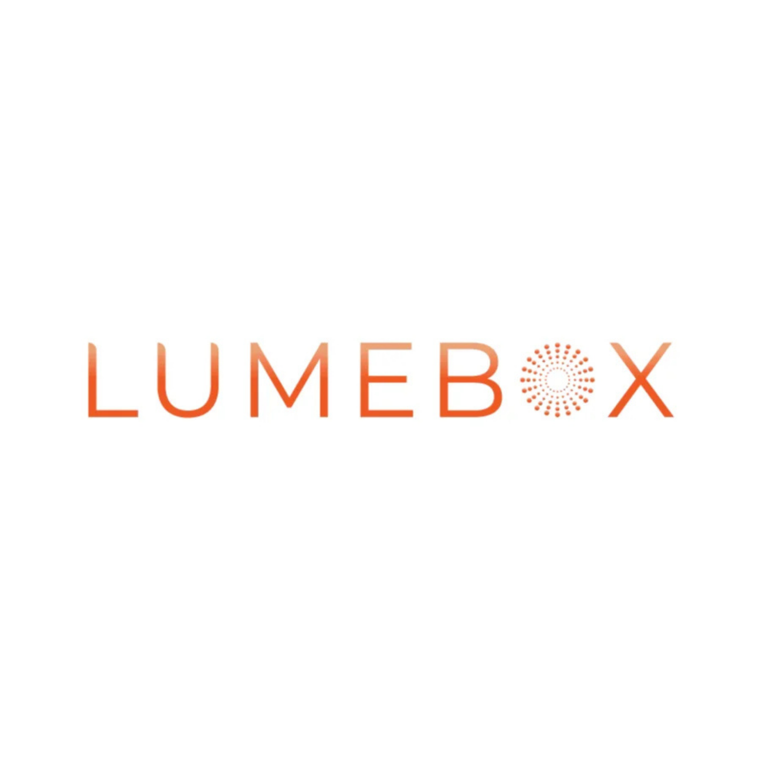 LUMEBOX logo with stylized orange text and a circular dotted pattern replacing the letter 'O'.