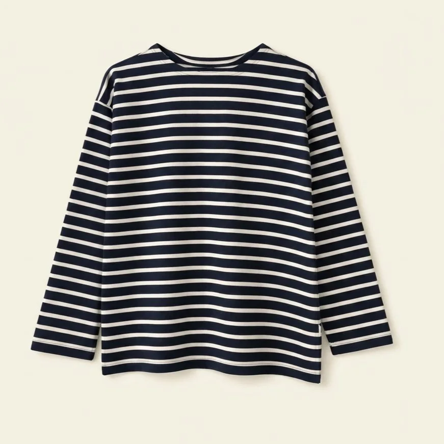 Navy  + White Marseille Top