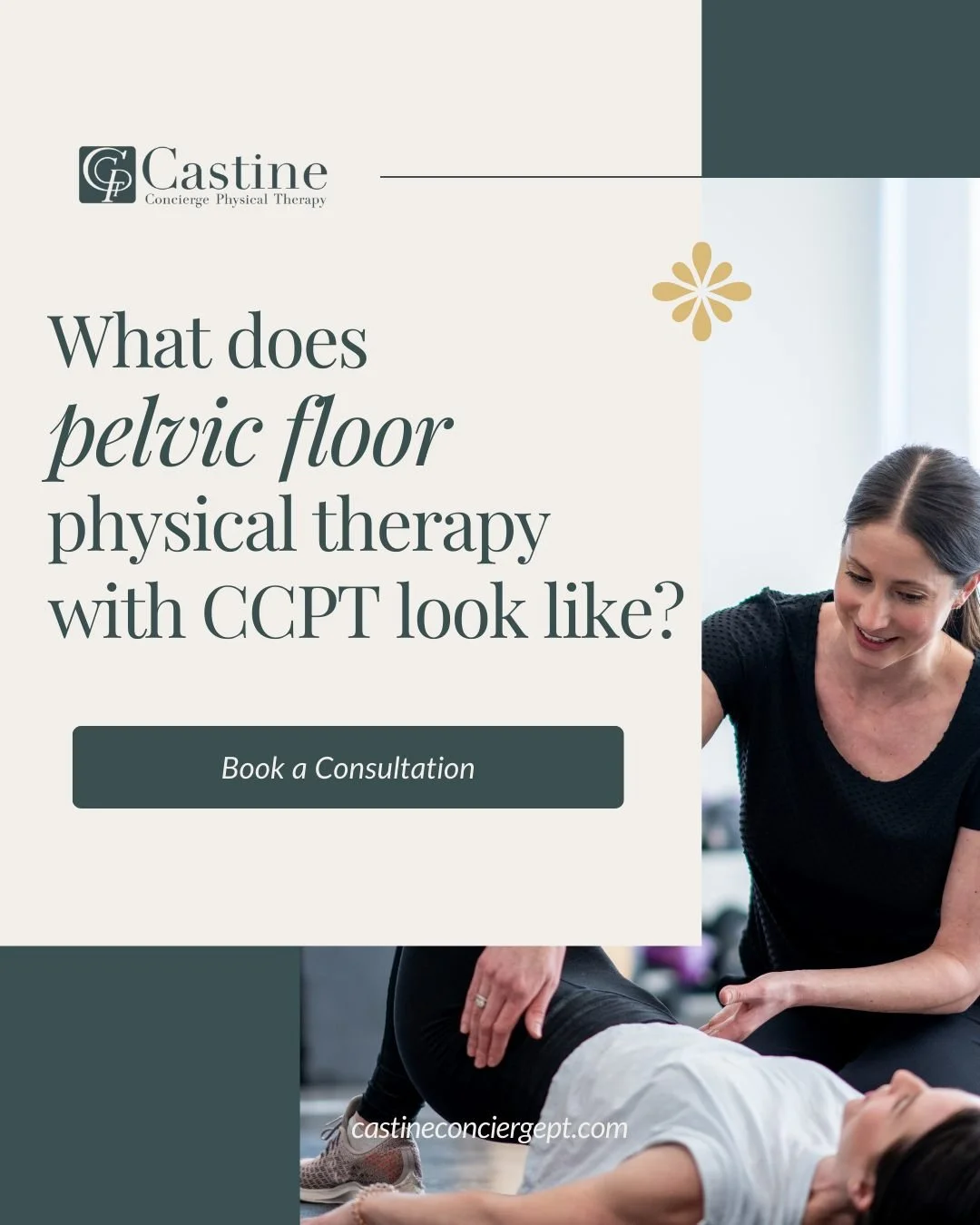 At Castine Concierge Physical Therapy, pelvic floor care is personalized and goal-driven.

Your sessions may include:
&bull; Hands-on treatment to improve mobility and muscle function
&bull; Education on movement, breathing, and lifestyle factors
&bu