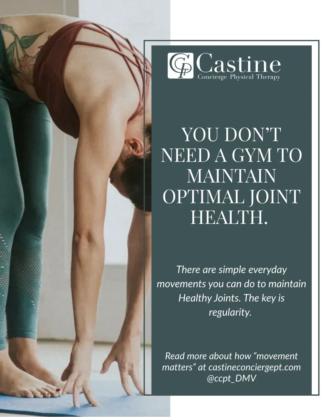 Maintaining optimal Joint health doesn&rsquo;t require workouts or equipment.
It starts with:
&bull; Standing up regularly
&bull; Short walks
&bull; Gentle mobility
&bull; Low-impact movement like supported squats or mini lunges. 

When you move, joi