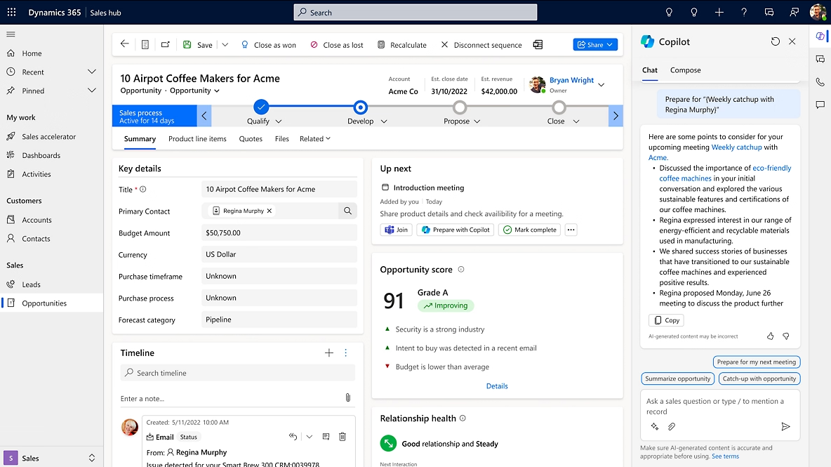 Enhance your Dynamics 365 experience with Copilot