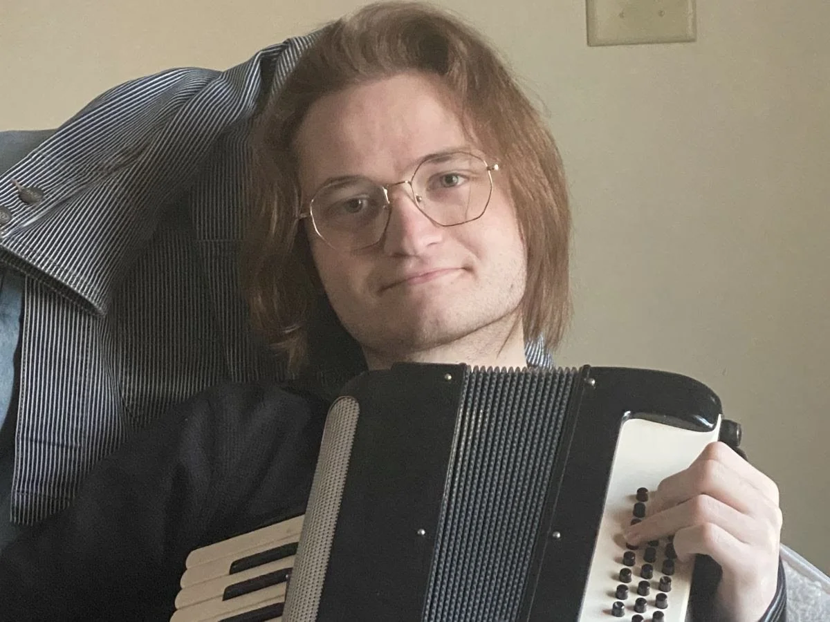 Composer Koa Ritz with accordion
