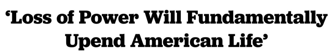 'Loss of Power Will Fundamentally Upend American Life' article written by Michelle Li.