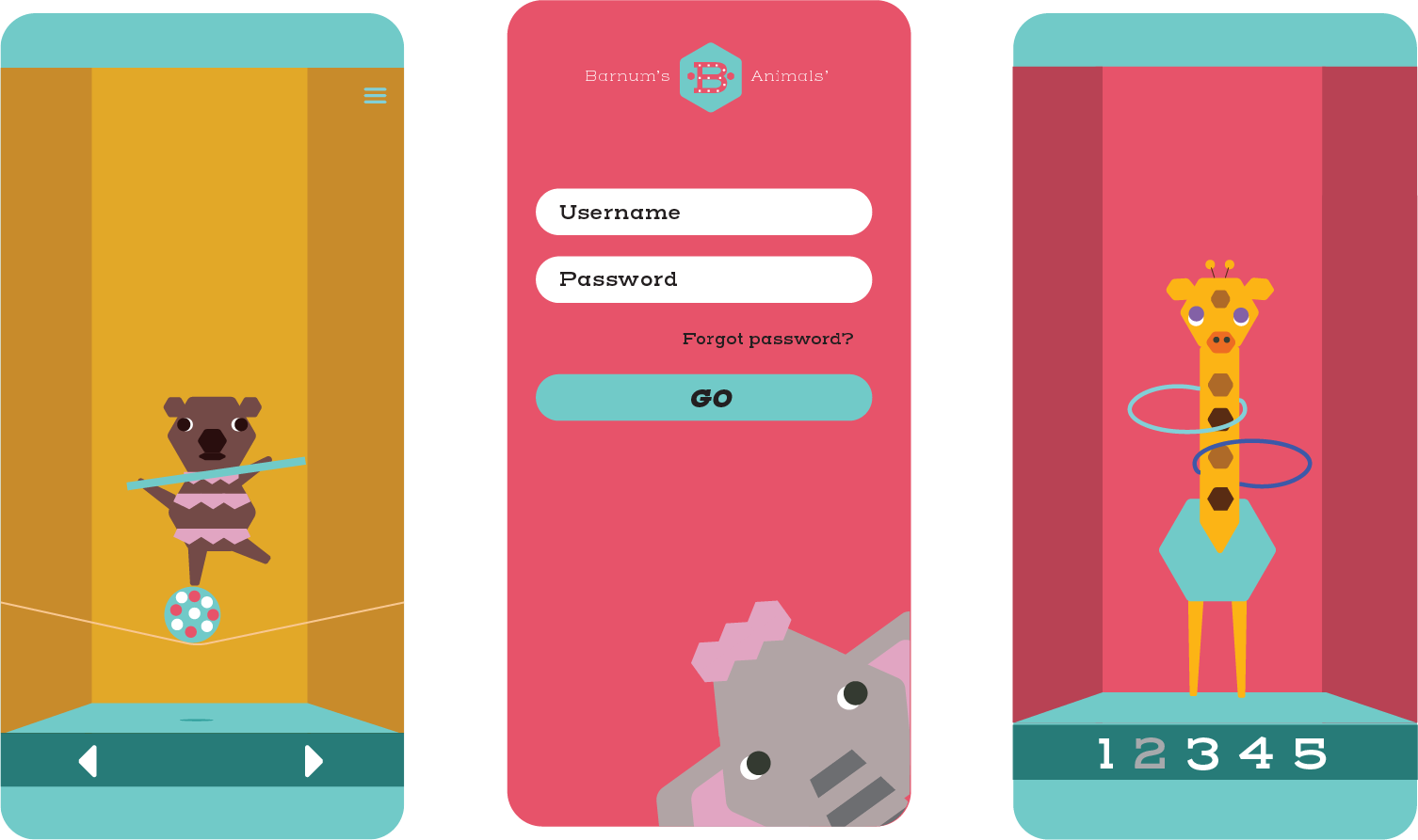 Learning game & mobile app An app design allows for children to learn by engaging with their favorite Barnum's characters.