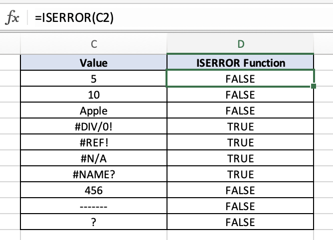 ISERROR Function - Excel — Data Trail Mix