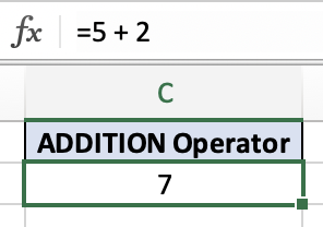 ADDITION Operator - Excel — Data Trail Mix
