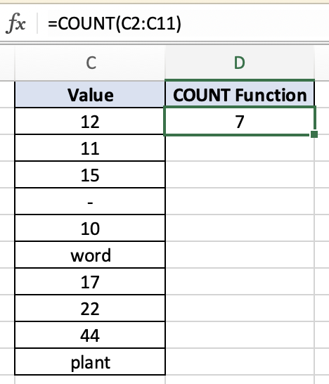 COUNT Function - Excel — Data Trail Mix