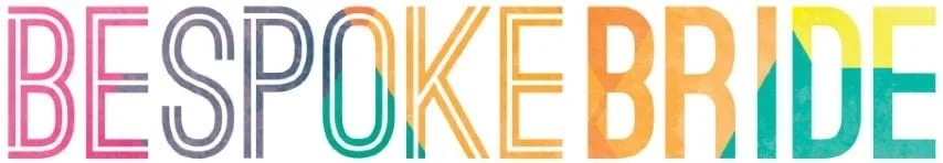 Colorful text spelling "BESPOKE BRIDE" in various vibrant colors and fonts.