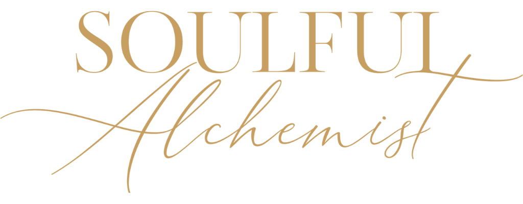 Text logo reading 'Soulful Alchemist' with 'Soulful' in uppercase serif font and 'Alchemist' in cursive script on a black background.