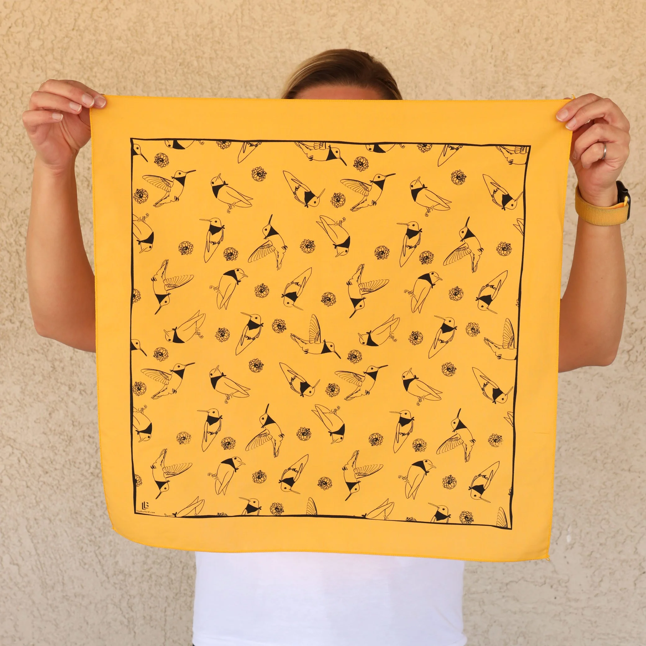 Hummingbirds with Bandanas Gold Bandana