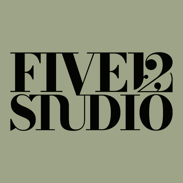 Logo for Five12 Studio in black text on a green background.