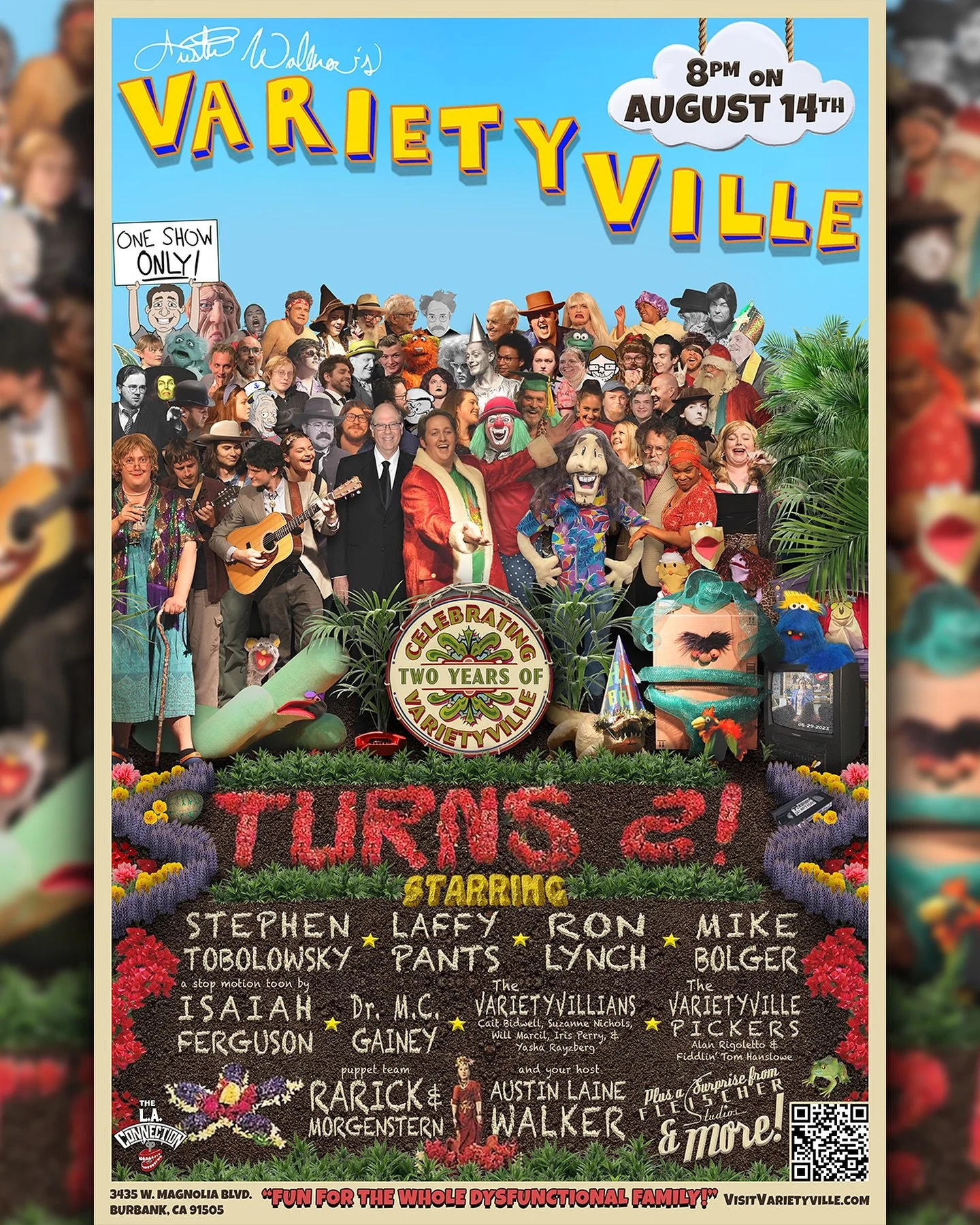 In just one week, Varietyville Turns Two!!
And we’ll be joined by one of the most recognizable faces of the screen, STEPHEN TOBOLOWSKY! You’ll also see a performance from OG Varietyville guest, @laffypants, the return of @ronlynch1, a st