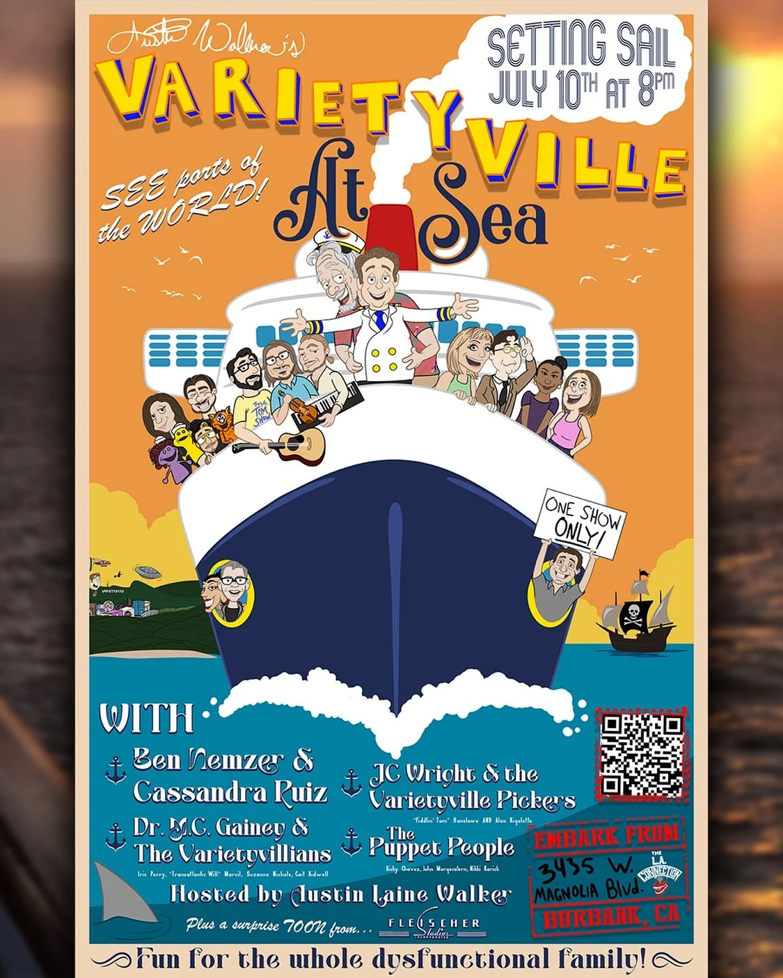 Near… far… wherever you are… join us for the unsinkable show, Varietyville At Sea! π³πΆπ
Set sail with your Varietyville pals on a one of a kind cruise through the ports of the world. Discover the sounds of Spain, meet the loca