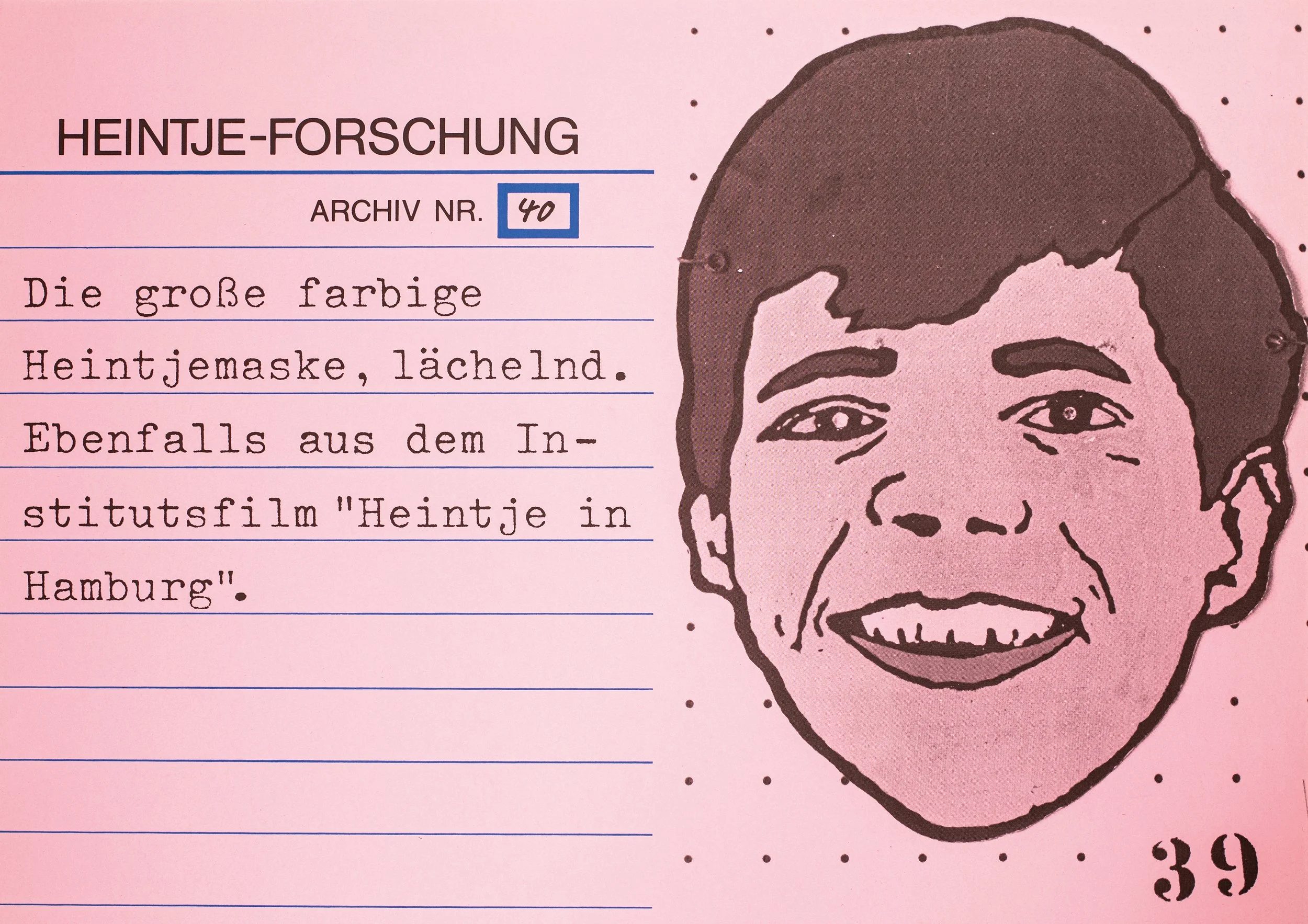 Dieter Glasmacher Katalog - Karteikarte Heintje Maske