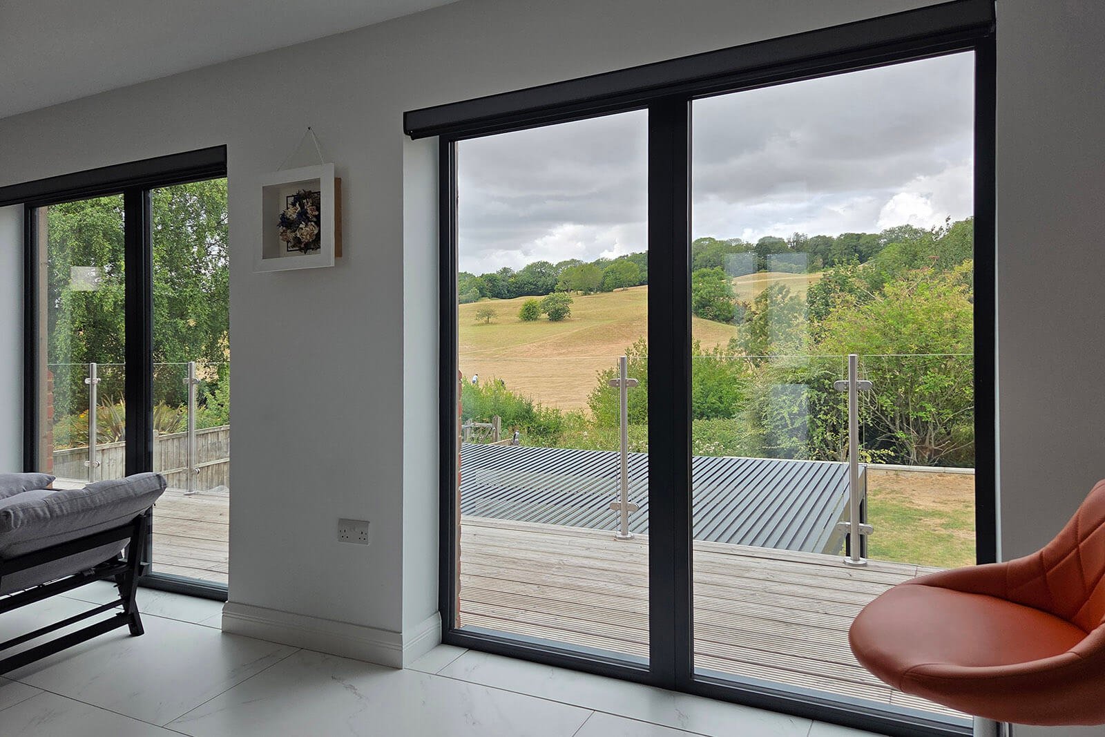 interior view of sliding patio doors with 3M prestige 70 exterior installed