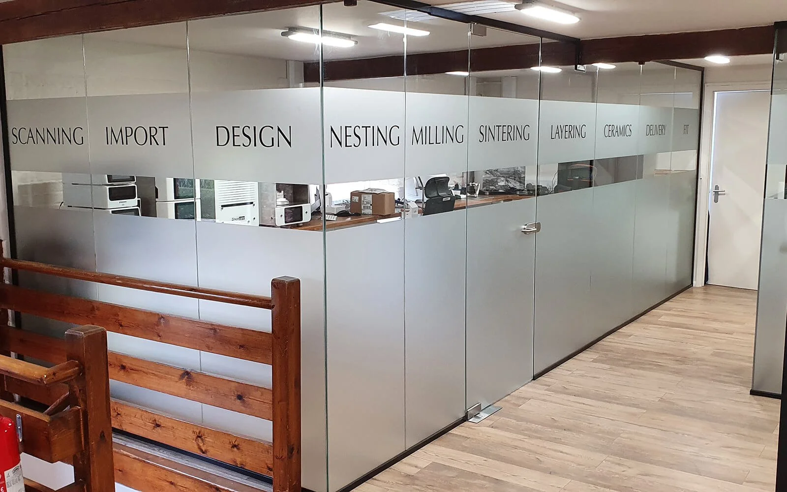 bespoke frosted glass manifestations for dental practice