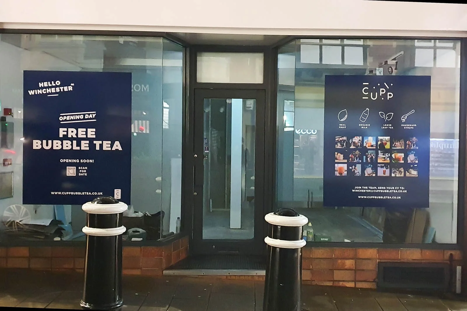 Cupp bubble tea shop window graphics at winchester shop