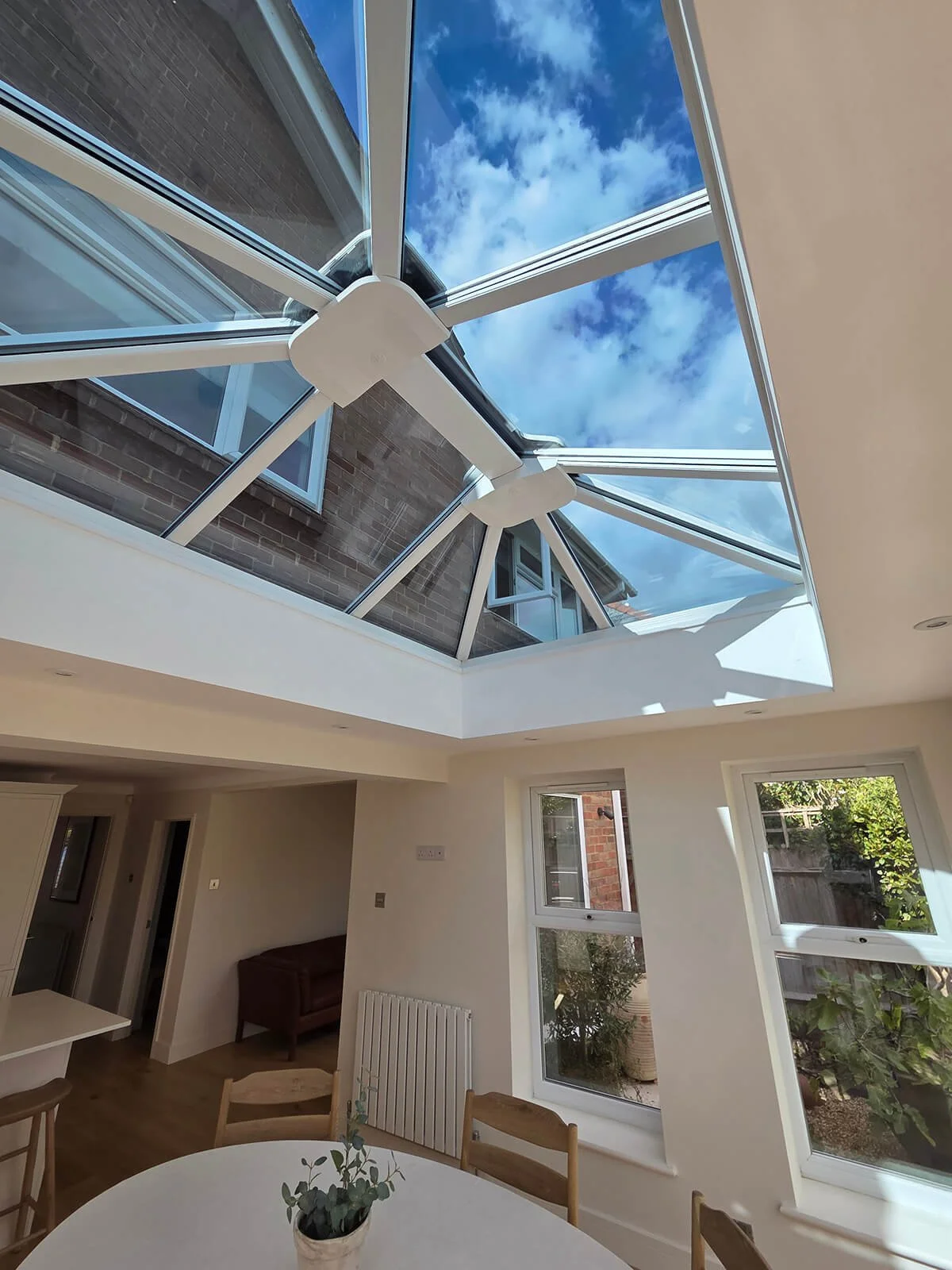 lantern roof with sun control window film showing how bright the interior remains