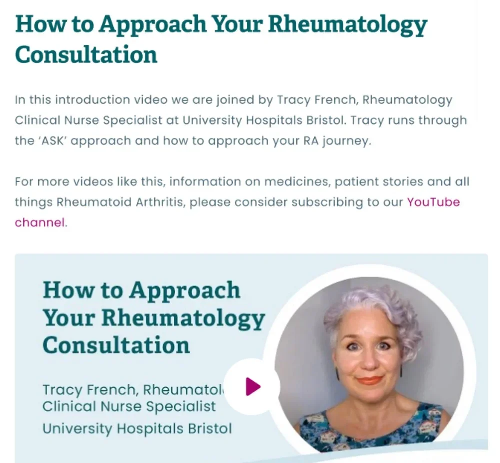 Poster promoting Rheumatology advice