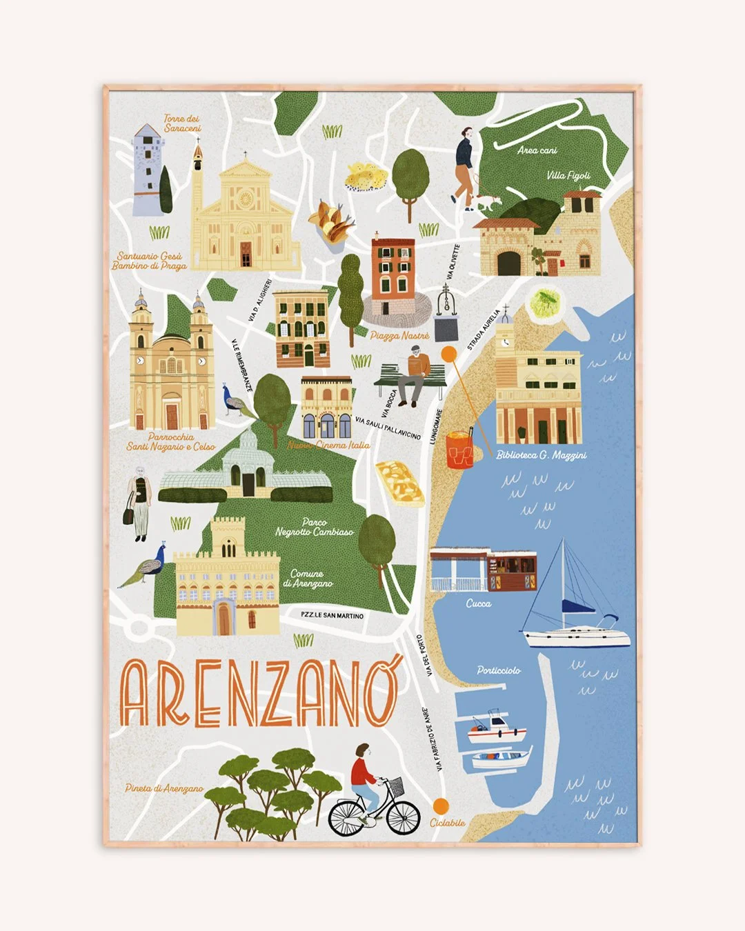 Mappa illustrata di Arenzano