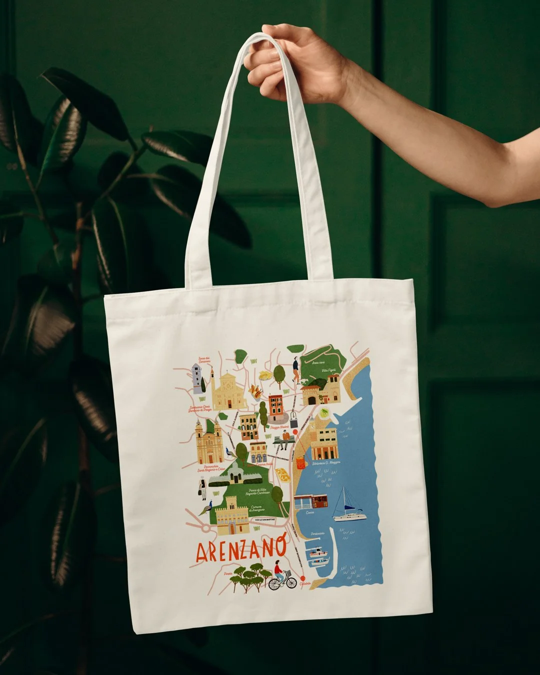 Borsa in cotone Mappa illustrata di Arenzano - Pre-Order