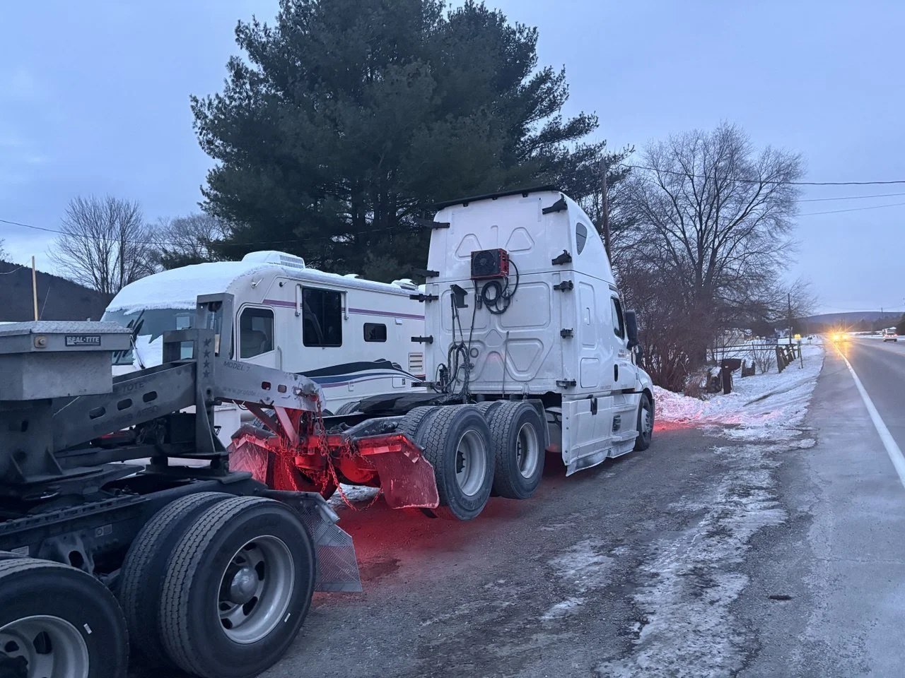 Trucking being towed
