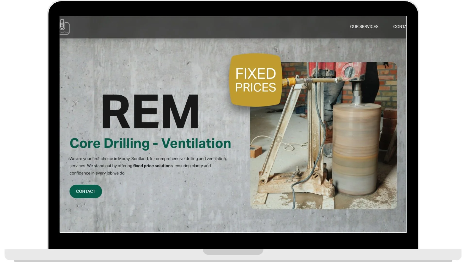 Screenshot of website REM Core Drilling