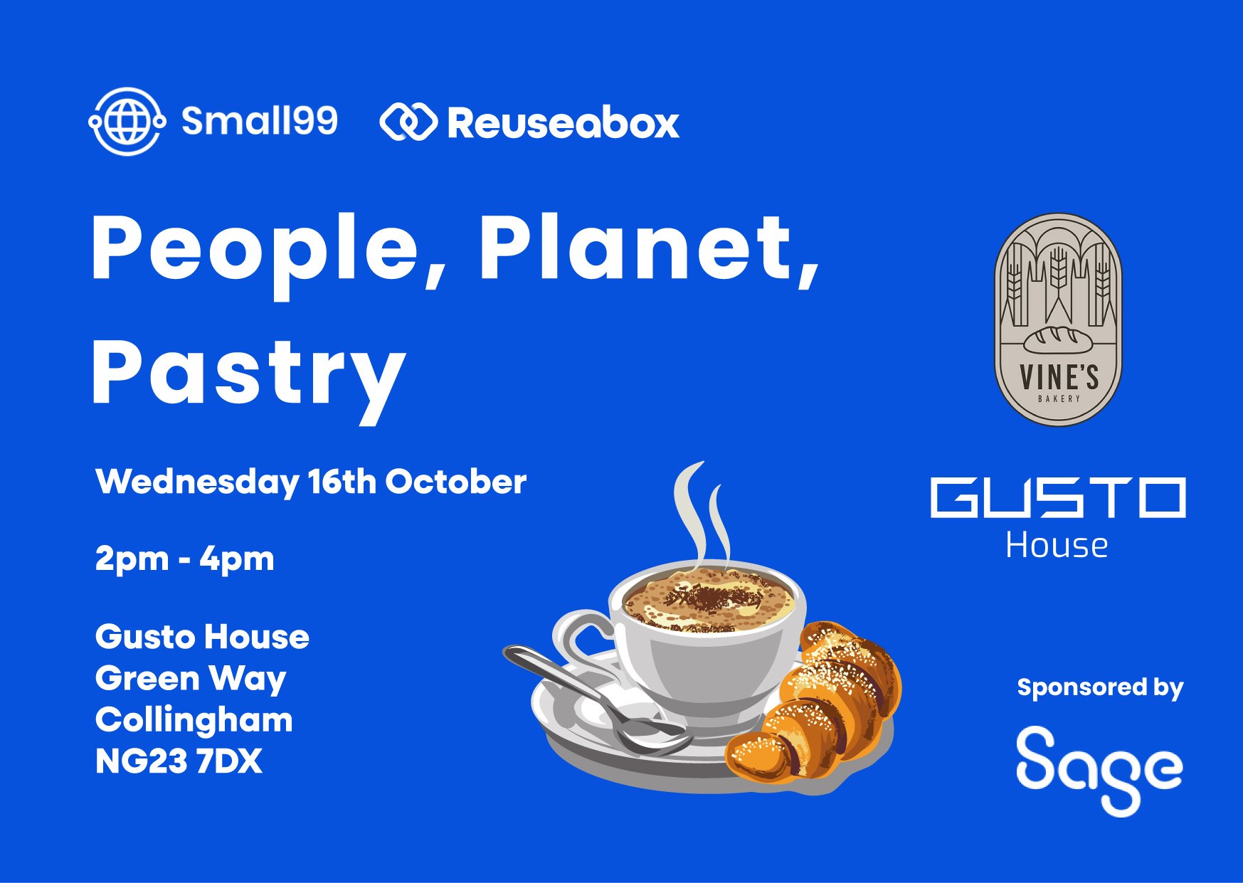 Join us for the FIRST People Planet Pastry in Newark 🌍 🥐

Hosted by @reuseaboxltd, Gusto Group, and @vinesbakeryuk, this event brings together local businesses and sustainability advocates to share ideas and insights that benefit both people and th