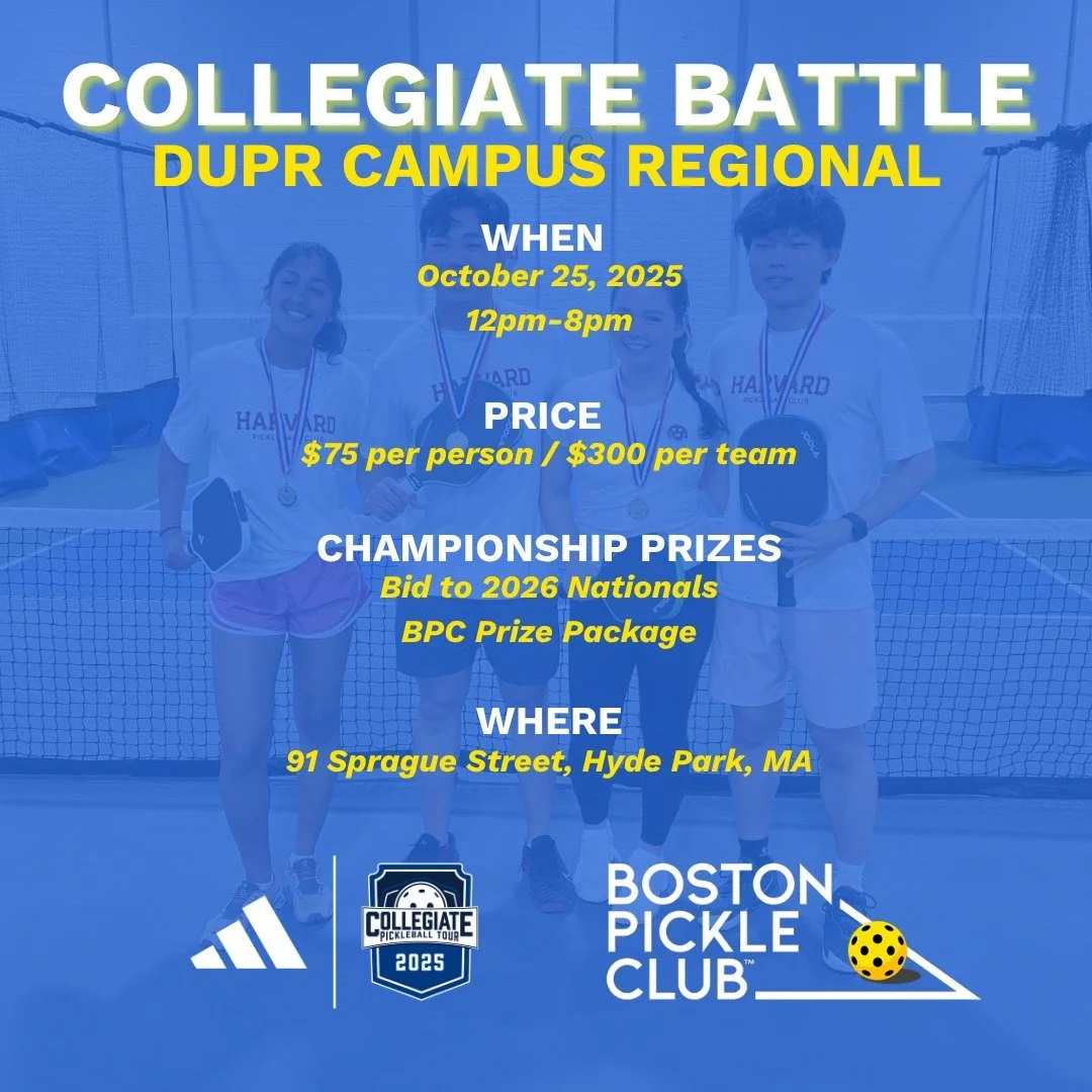 After sending Harvard to the 2025 DUPR Collegiate Nationals back in March at our first Campus Regional, we are officially back and ready for round two. Next month, we will host a DUPR Campus Regional to send one lucky team to the 2026 DUPR Collegiate