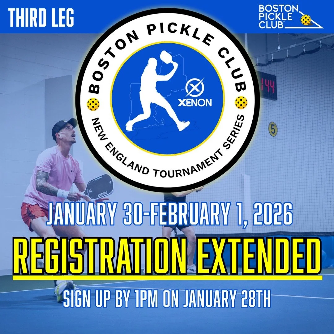 NETS Leg 3 Registration Extended! You now have until 1/28 at 1pm to register for this weekends tournament. 

The festivities kick off on Friday with singles and our split age men's doubles, we keep it rolling with men's and women's doubles on Saturda