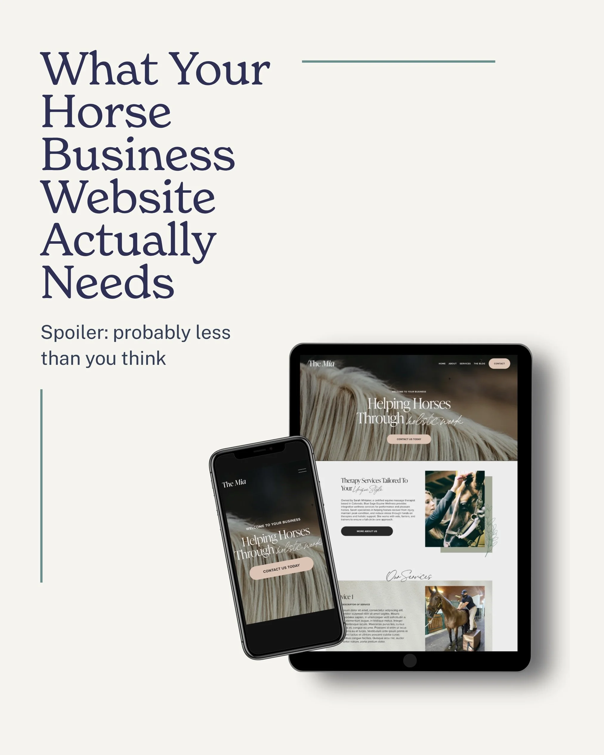 Your horse business website probably doesn&rsquo;t need MORE. It needs to be clearer.

These are the pieces I&rsquo;d prioritize before worrying about fancy features, endless pages, or trying to make your website sound impressive.

Save this for the 