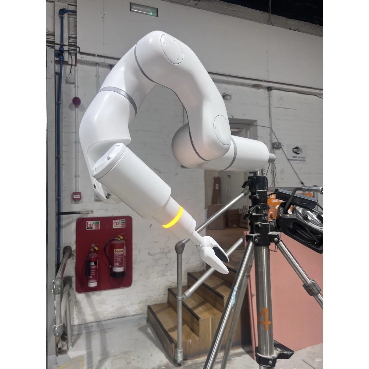 Large-scale industrial robot arm display representing automation and advanced manufacturing