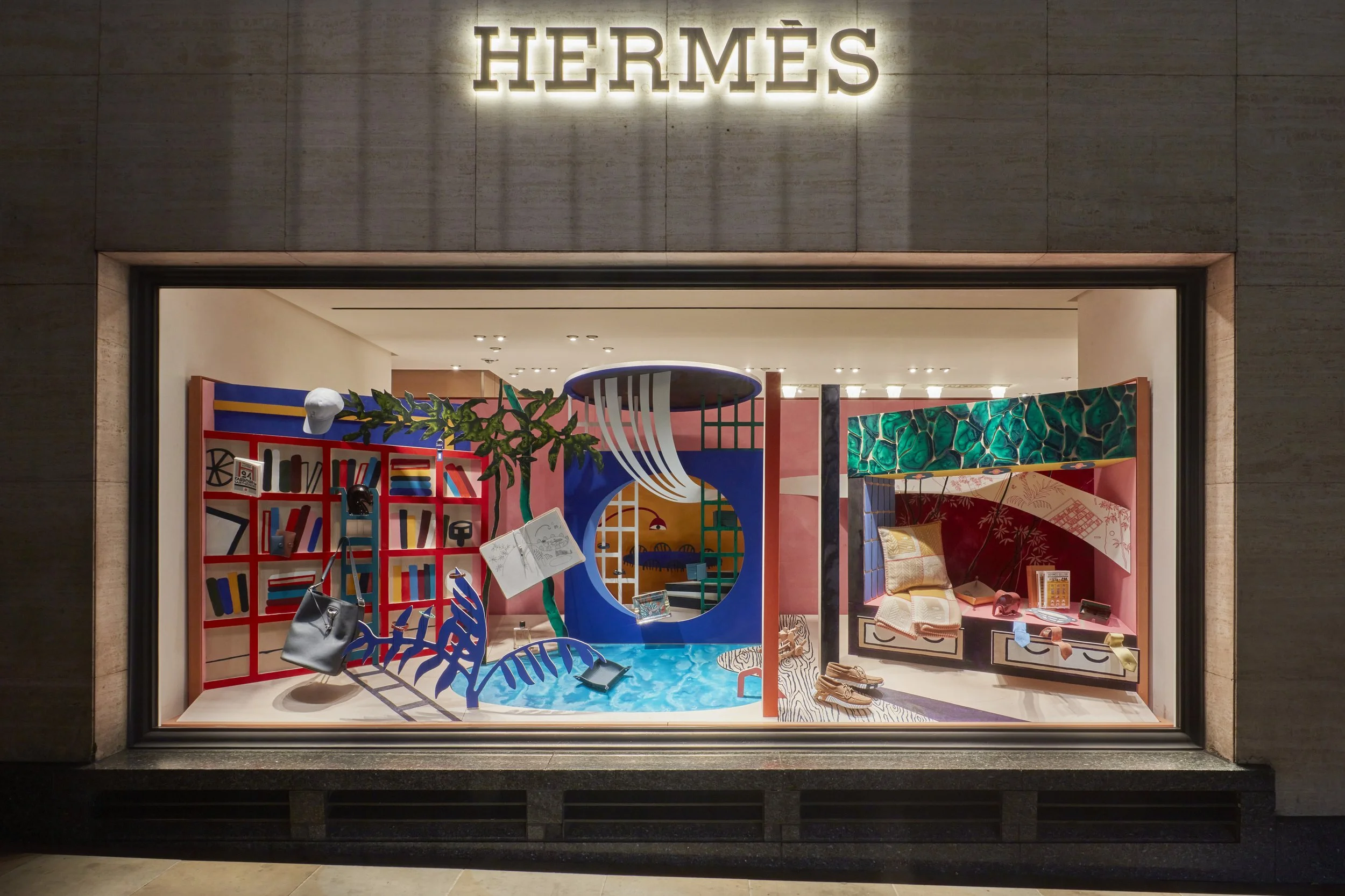 Images of the Hermès “Internal Landscapes” window installations, designed by Charlotte Keates and built by our team. These stepped-back shots show the full sculptural displays installed across London and Dublin, highlighting our work in luxury retail
