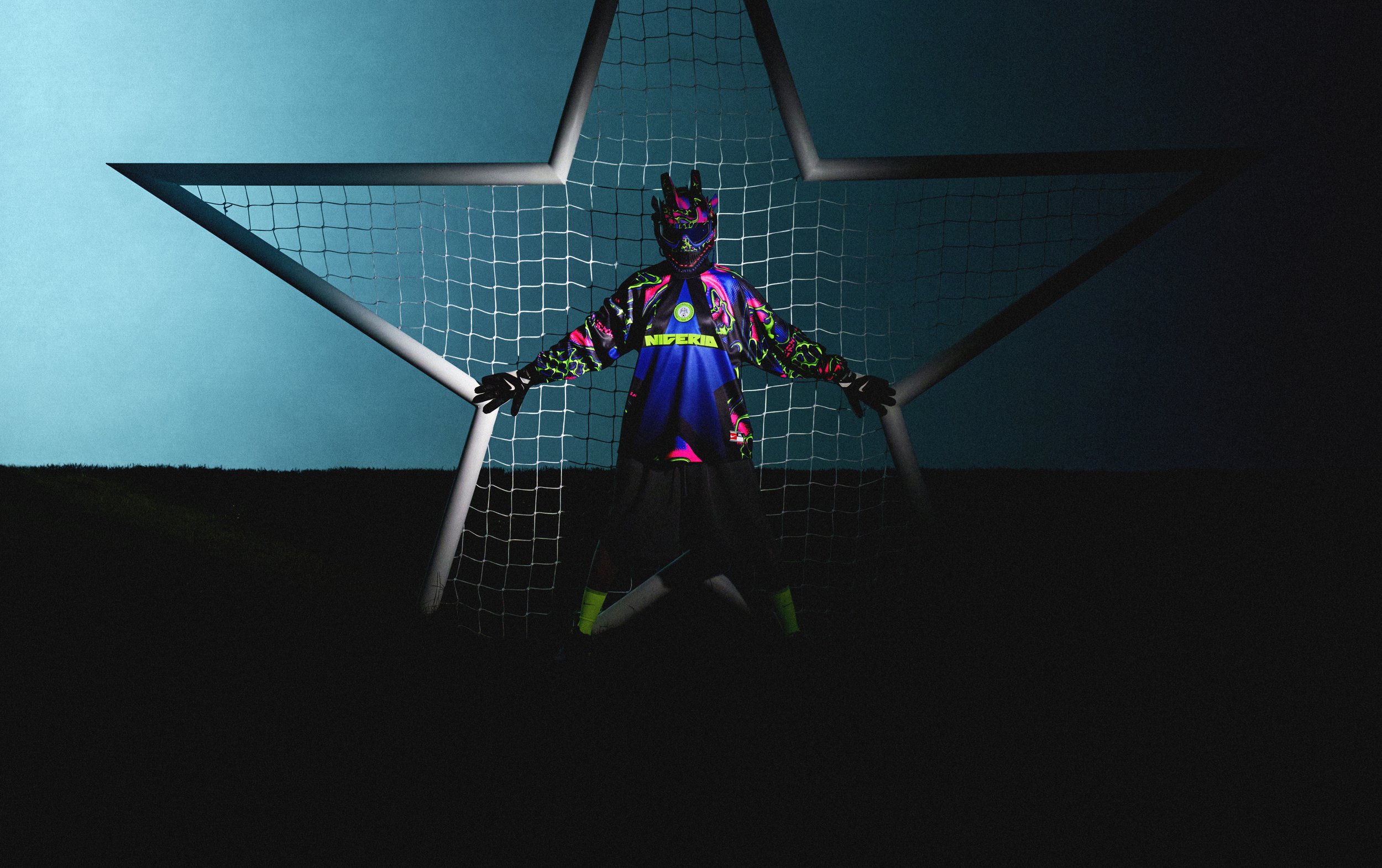 Image of the Nigeria Nike football goal keeper shirt featured in the hollywood keepers editorial launched before the 2026 world cup 