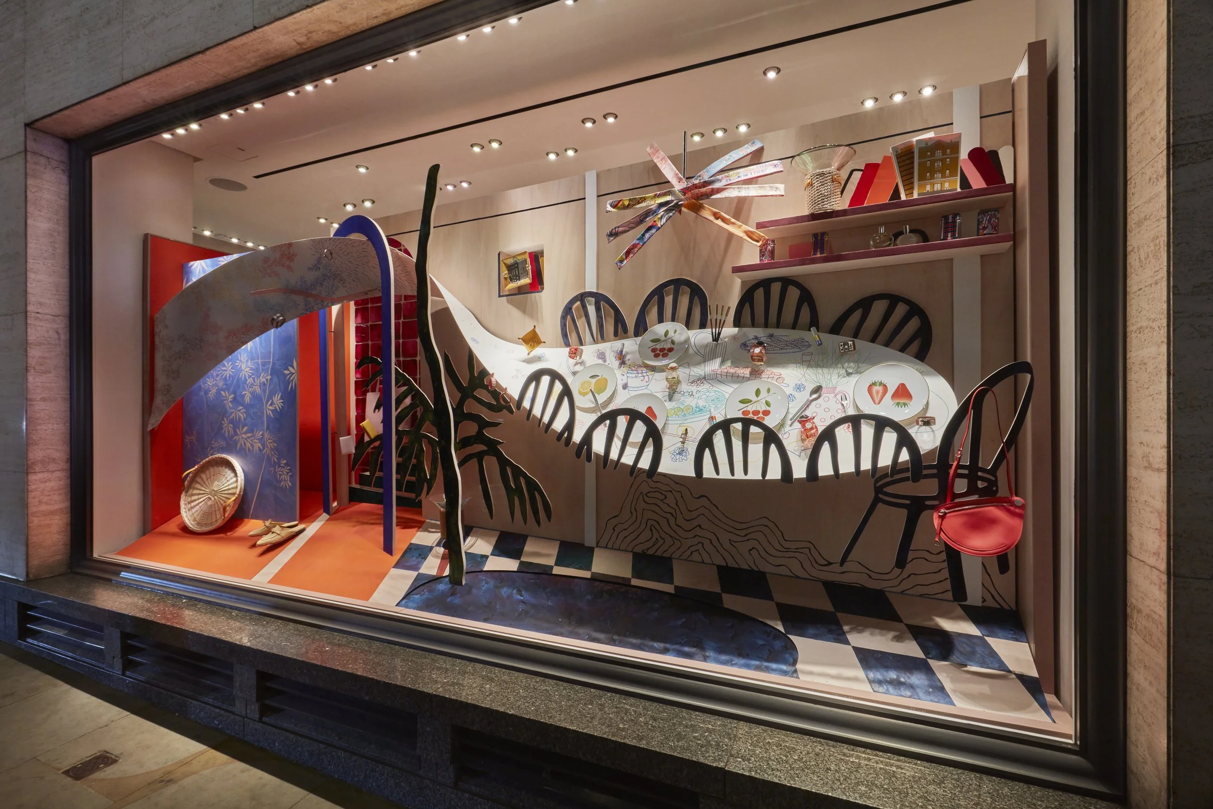 Images of the Hermès “Internal Landscapes” window installations, designed by Charlotte Keates and built by our team. These stepped-back shots show the full sculptural displays installed across London and Dublin, highlighting our work in luxury retail