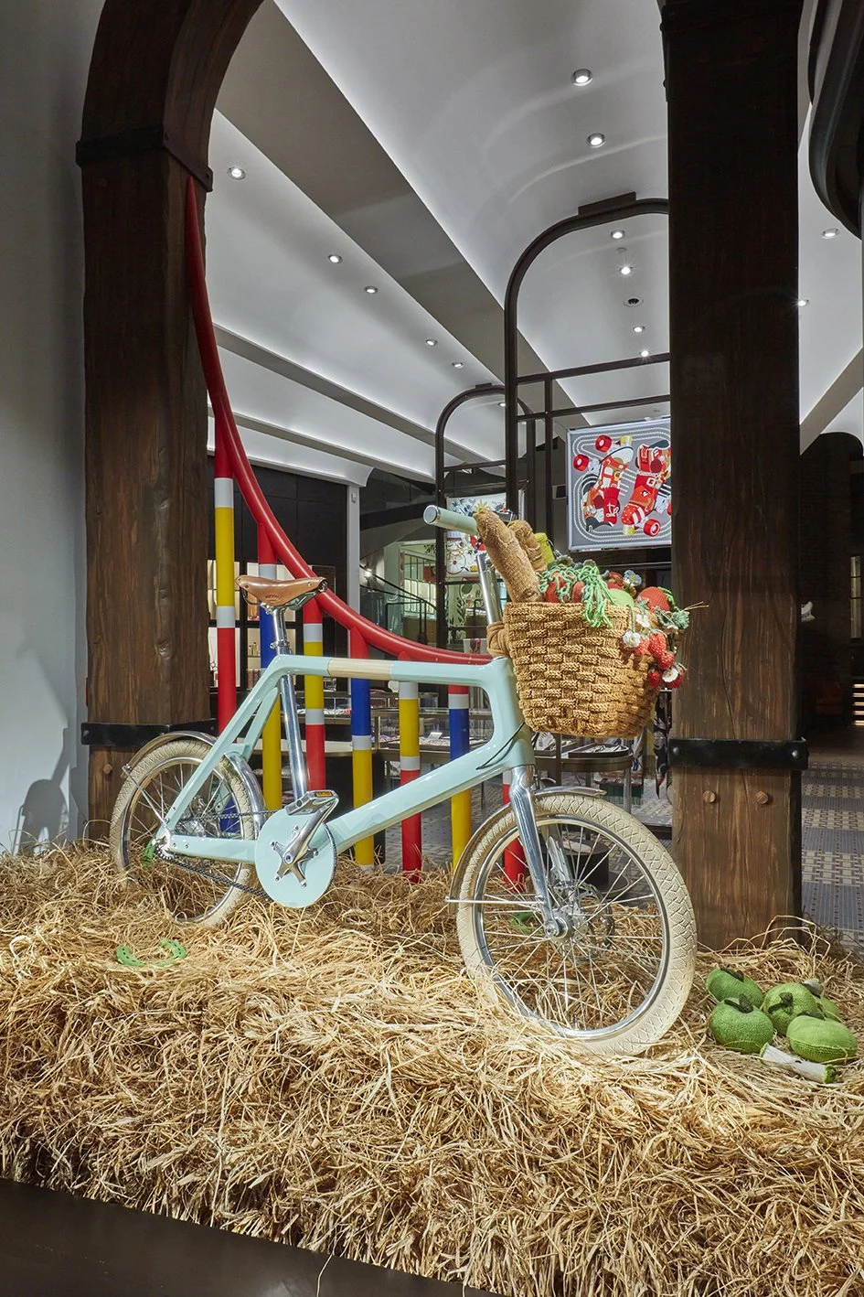 Kate Jenkins’ ‘The Rocabarn’ for Hermès, combining her crochet and textile artwork with custom set production, fabrication and installation by Andy Knight.
