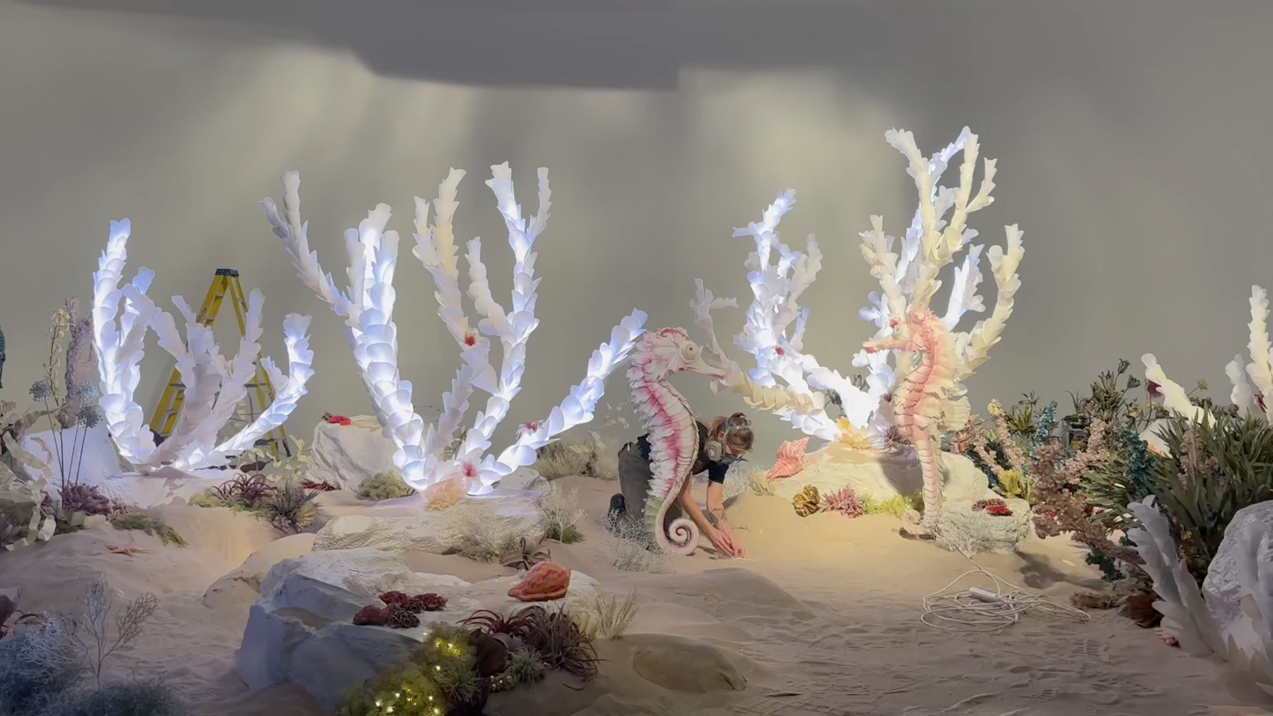 The Andy Knight team worked on the set for Dior’s Cruise 2025 campaign, assisting designer Alice Kirkpatrick and her team with the installation and styling of the environment. Our team built the large-scale coral structures, with metal frameworks cov