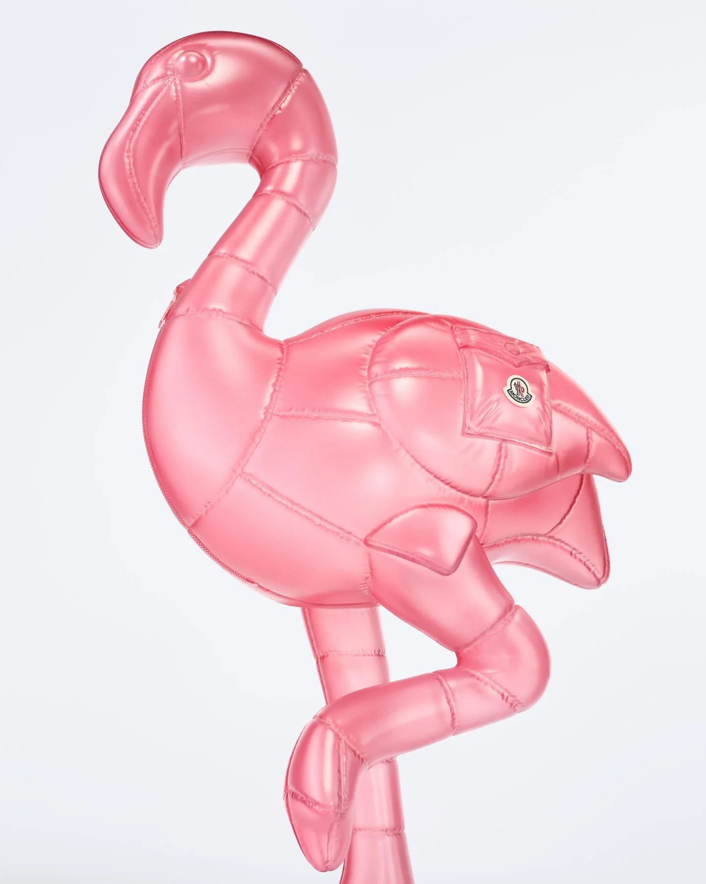 Finished semi-transparent flamingo sculpture created for the Moncler ‘Have a Puffy Summer’ campaign, designed by Andy Hillman and fabricated by Andy Knight.