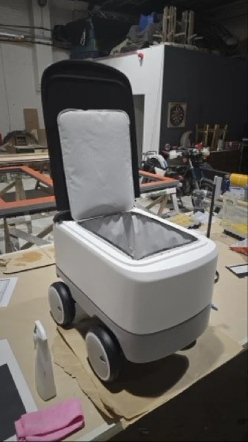 Custom fabricated technology caddy designed for PWC innovation showcase