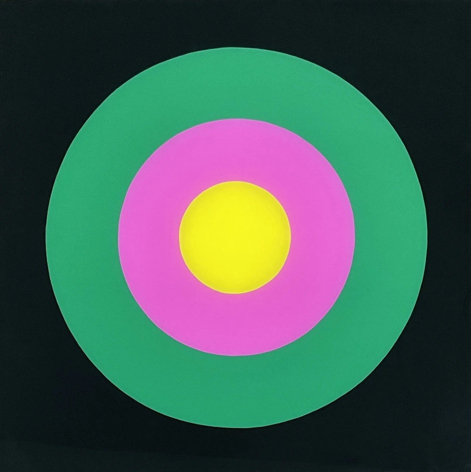 Merrill Moore's Taking Aim series is an ongoing geometric series exploring focus, intention, direction, and personal momentum through bold bullseye compositions and vibrant color relationships. Balancing simplicity with precision, each piece examines