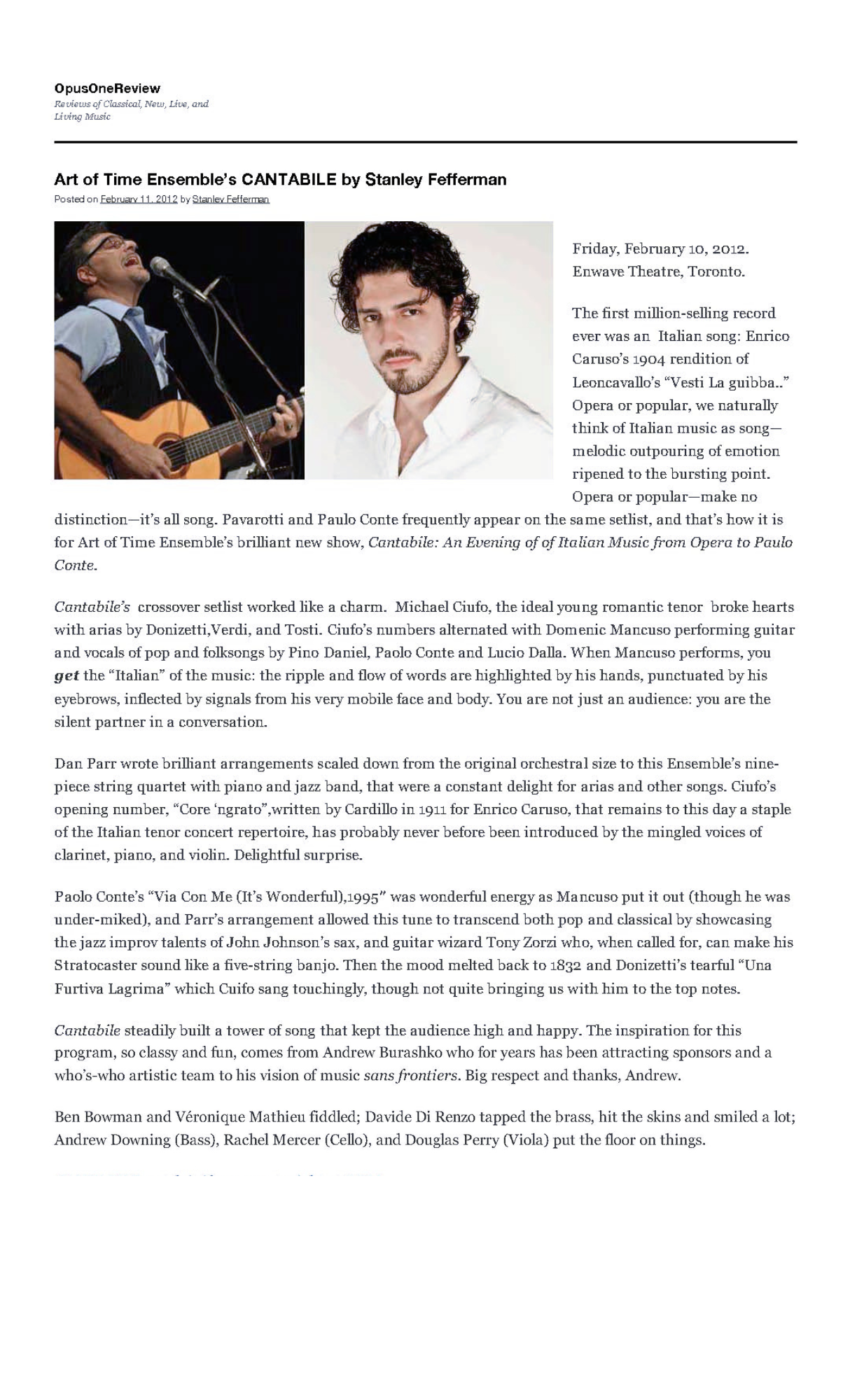 Living Music, February 11, 2012