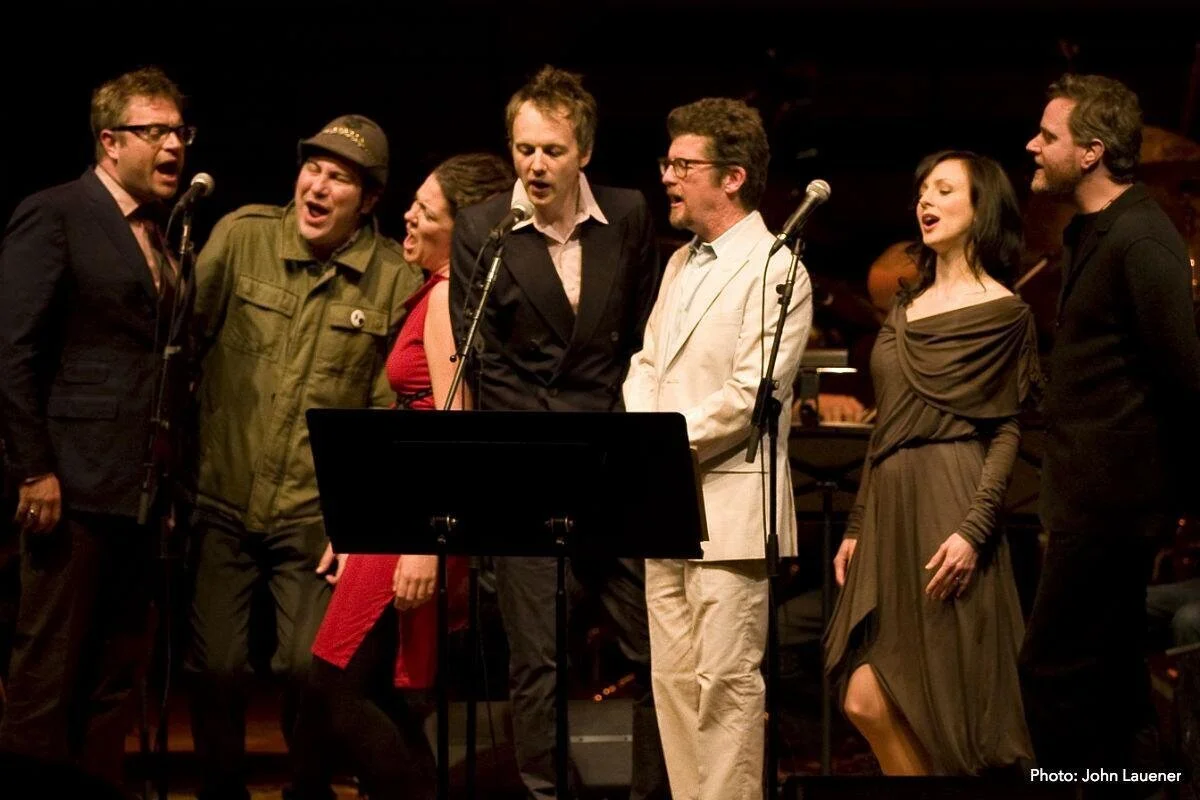  From left to right: Steven Page, Martin Tielli, Alejandra Ribera, John Southworth, Andy Maize, Sarah Slean, Kevin Hearn 
