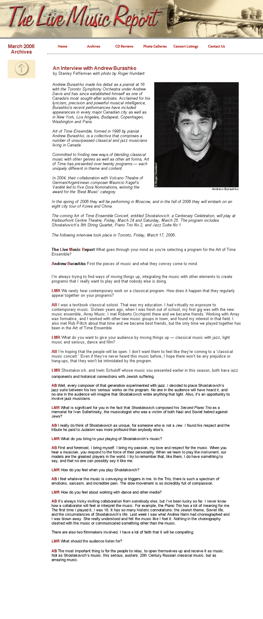 The Live Music Report, March 2006