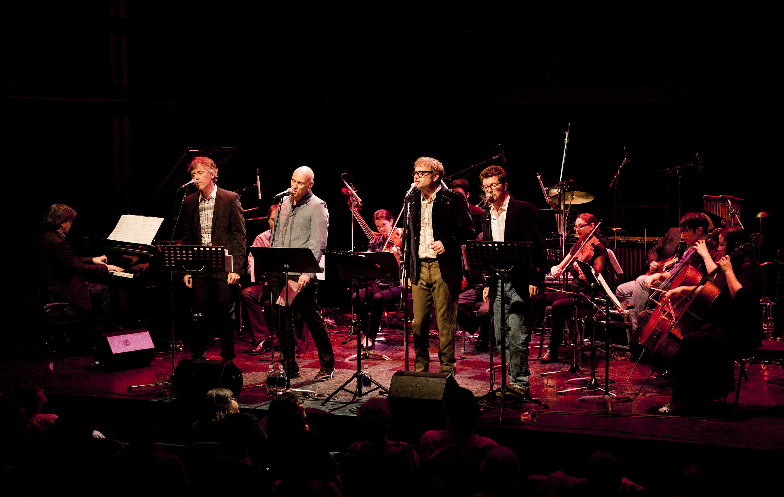  From left to right: Andrew Burashko, Craig Northey, John Mann, Veronique Mathieu, Steven page, Andy Maize, Carolyn Blackwell, Alastair Eng, Rachel Mercer Photo by John Lauener 