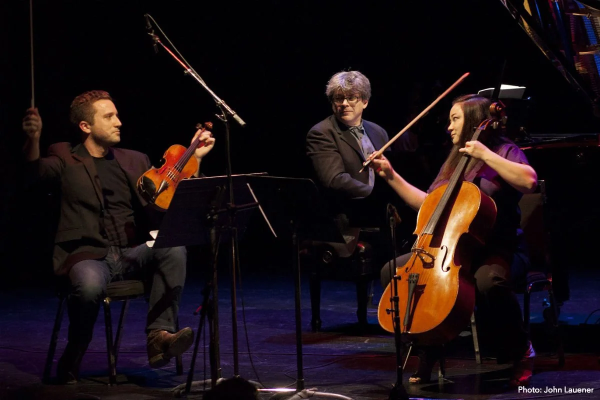  From left to right: Benjamin Bowman, Andrew Burashko, Rachel Mercer. Photo by John Lauener 