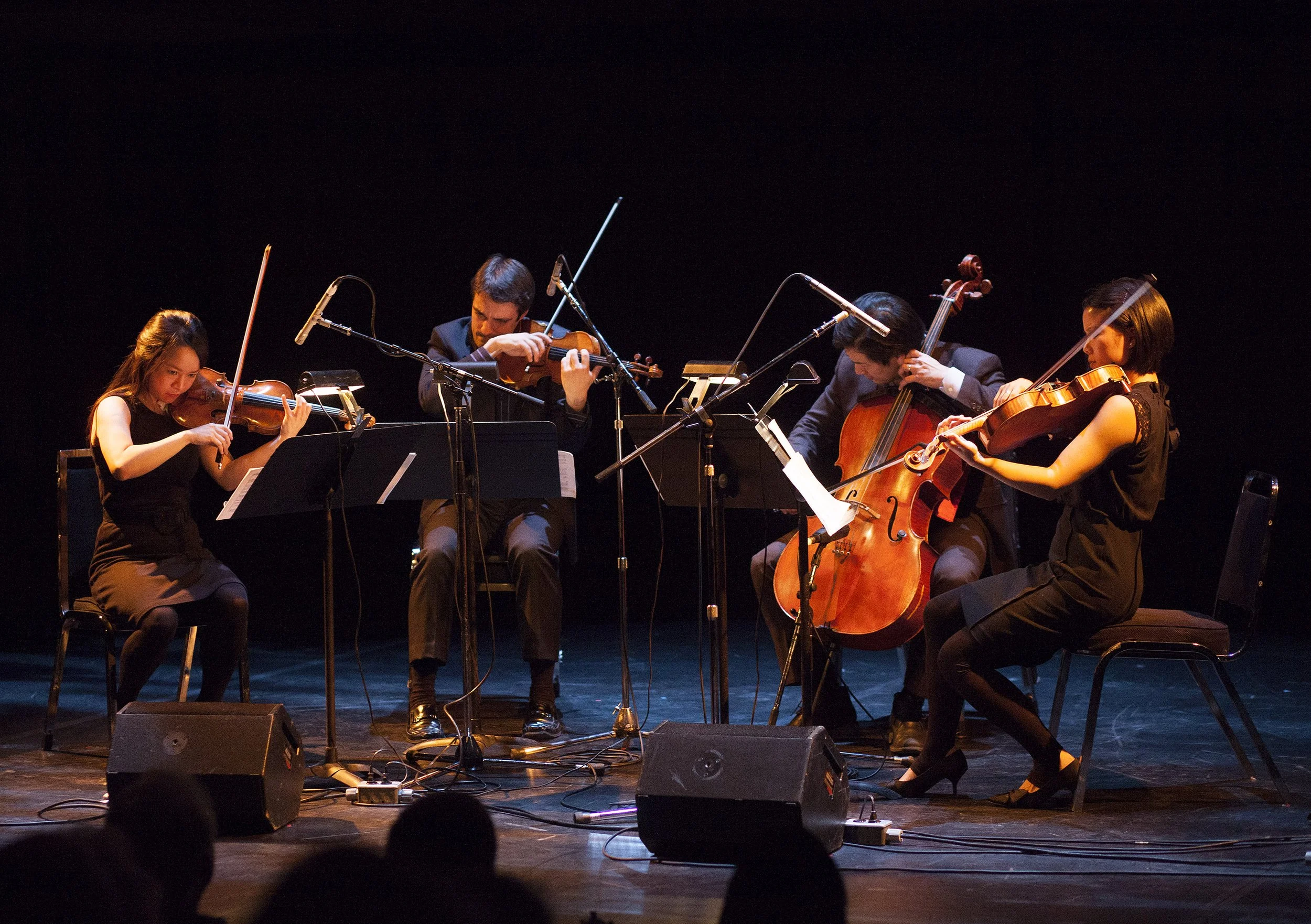  From left to right: Valerie Li, Timothy Kantor, Adrian Fung, Jessica Chang (Afiara String Quartet) Photo by John Lauener 