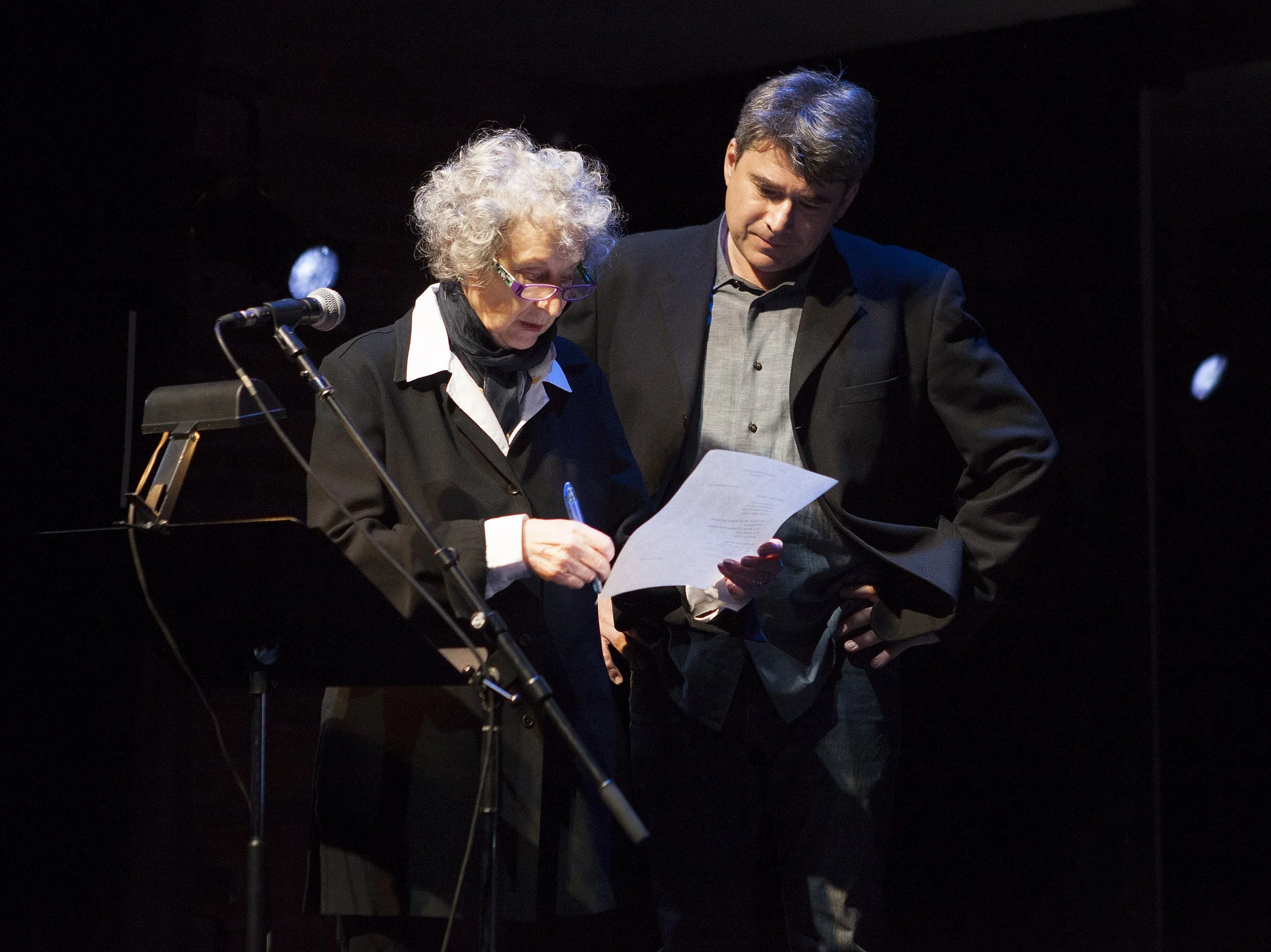  From left to right: Margaret Atwood, Andrew Burashko Photo by John Lauener 